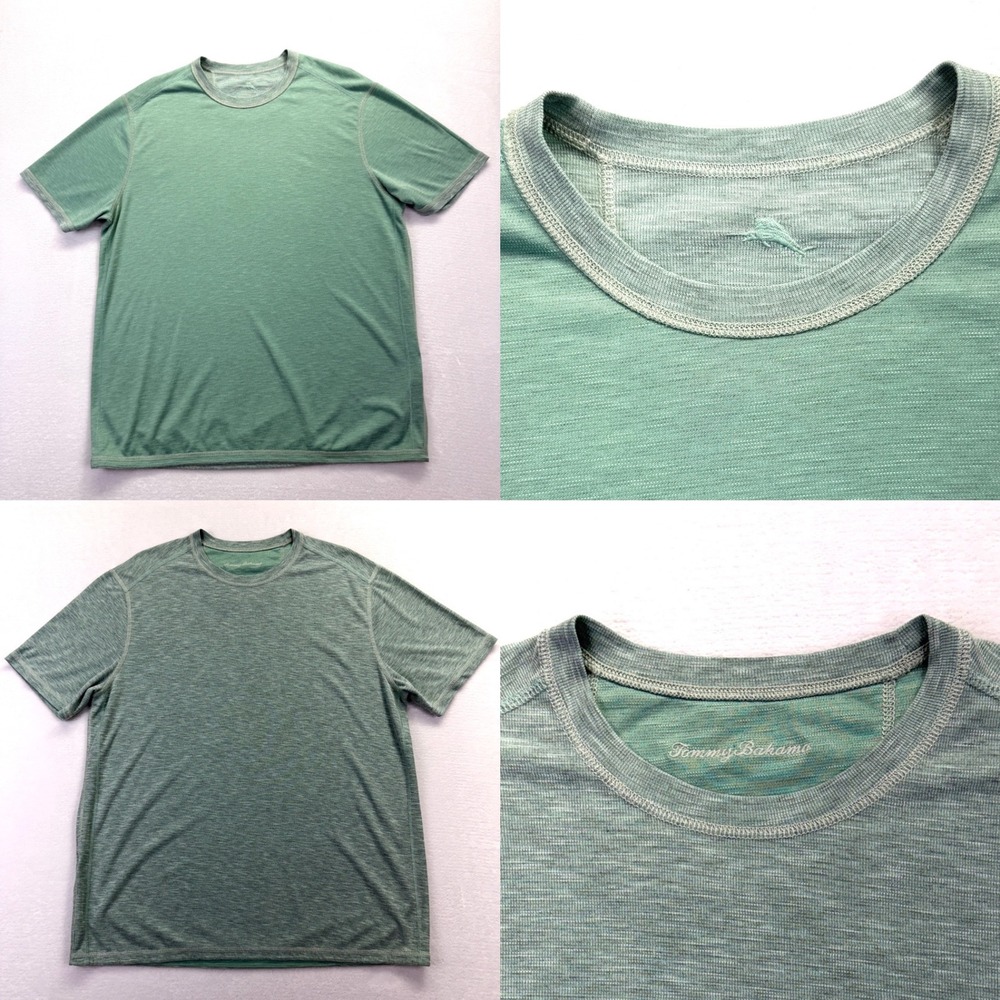 Tommy Bahama Mens Green Reversible Coolmax Tencel Short Sleeve T-Shirt Size XL